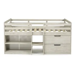 Handles Twin Low Loft Bed with Storage