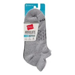 Hanes Absolute Active Heel Tab Womens 4 Pair No Show Socks