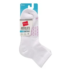 Hanes Absolute Active Womens Breathable 4 Pair Quarter Ankle Socks