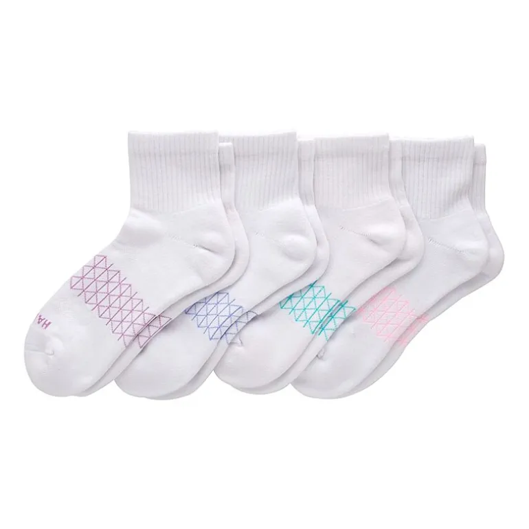 Hanes Absolute Active Womens Breathable 4 Pair Quarter Ankle Socks