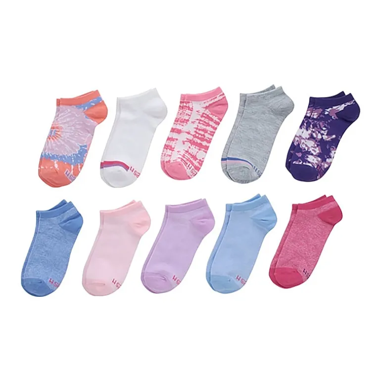 Hanes Big Kid Girls Multi-Pack 10 Pair Low Cut Socks
