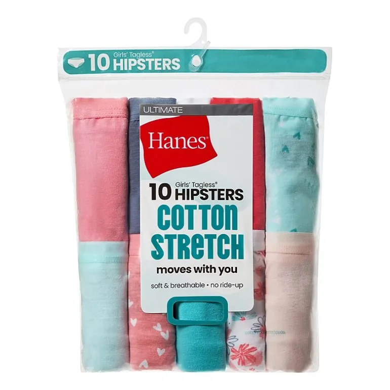Hanes Big Kid Girls 10 Pack Hipster Panty Gucsh1