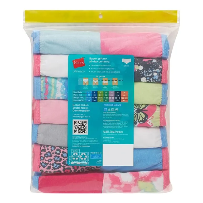 Hanes Bonus Pack Little & Big Kid Girls 12+2 Pack Briefs Gubb4b