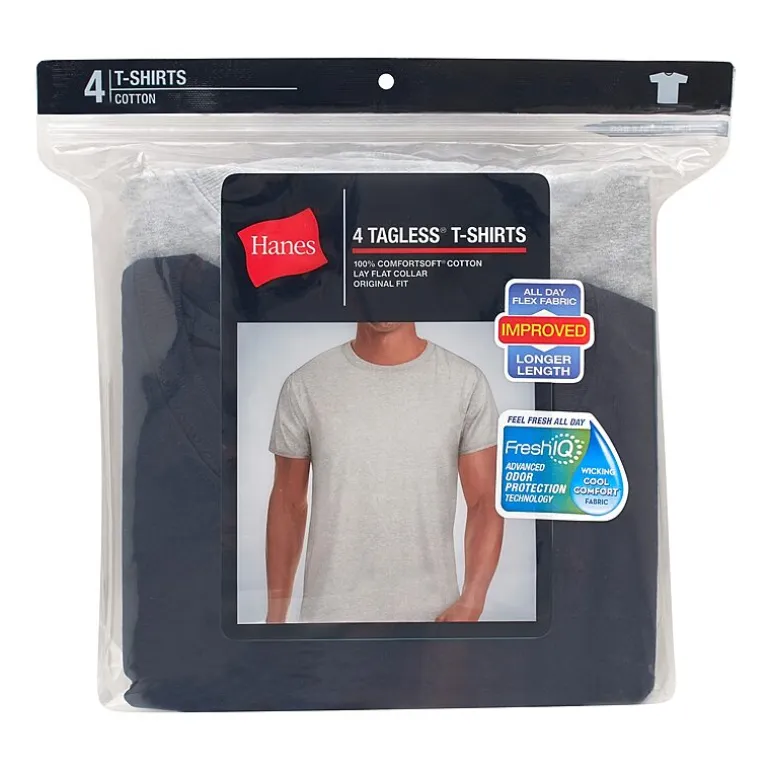 Hanes Comfortsoft Mens 4 Pack Short Sleeve Crew Neck Moisture Wicking T-Shirt
