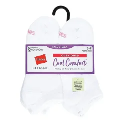 Hanes Cool Comfort Cushion Womens Multi-Pack 8 Pair No Show Socks