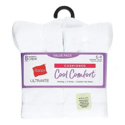 Hanes Cool Comfort Cushion Womens 8 Pair Crew Socks