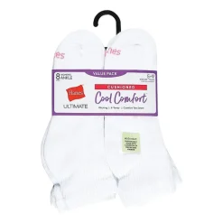 Hanes Cool Comfort Cushion Womens Multi-Pack 8 Pair Quarter Ankle Socks