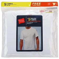Hanes Cotton Fresh Iq Bonus Pack Mens 5 Pack Short Sleeve Crew Neck T-Shirt