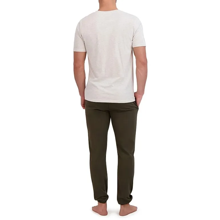 Hanes French Terry Mens Crew Neck Short Sleeve 2-pc. Big Pajama Set
