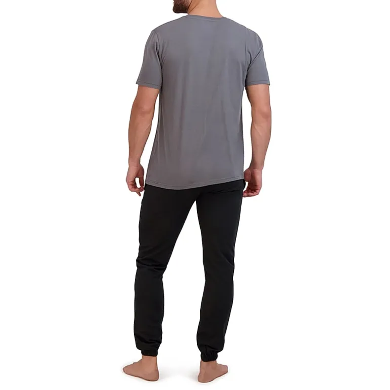 Hanes French Terry Mens Crew Neck Short Sleeve 2-pc. Big Pajama Set