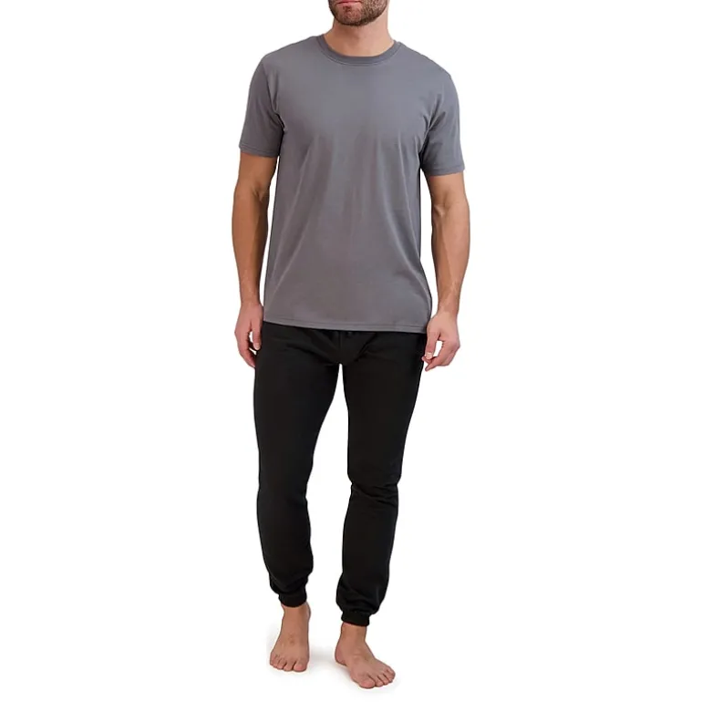 Hanes French Terry Mens Crew Neck Short Sleeve 2-pc. Big Pajama Set