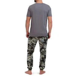 Hanes French Terry Mens Crew Neck Short Sleeve 2-pc. Big Pajama Set