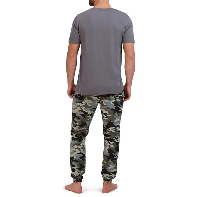 Hanes French Terry Mens Crew Neck Short Sleeve 2-pc. Big Pajama Set