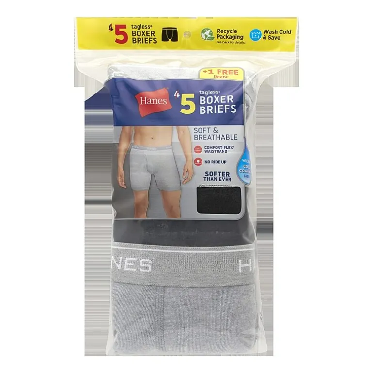 Hanes Fresh Iq Bonus Pack Mens 5 Pack Boxer Briefs J349b5