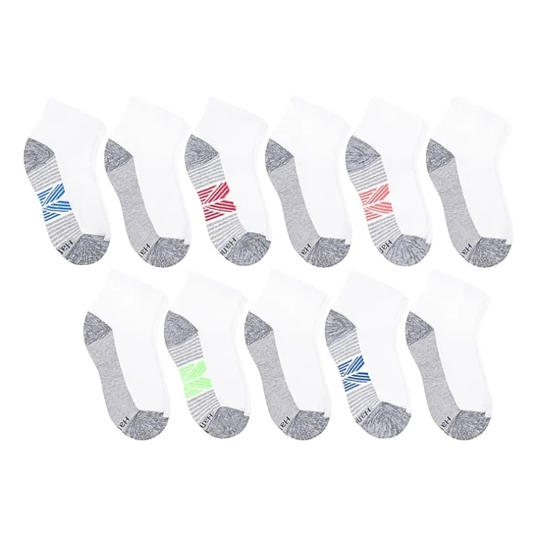 Hanes Little & Big Kid Boys Breathable 10+1 Bonus Pairs Quarter Ankle Socks