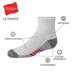 Hanes Little & Big Kid Boys Multi-Pack 10 Pair Quarter Ankle Socks