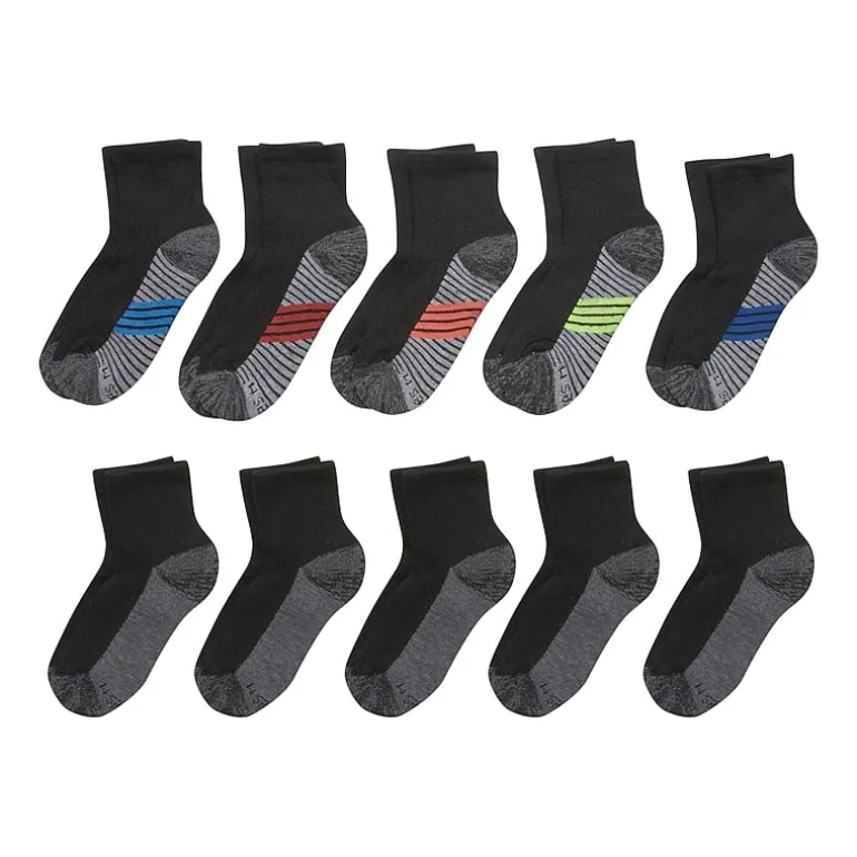 Hanes Little & Big Kid Boys Multi-Pack 10 Pair Quarter Ankle Socks