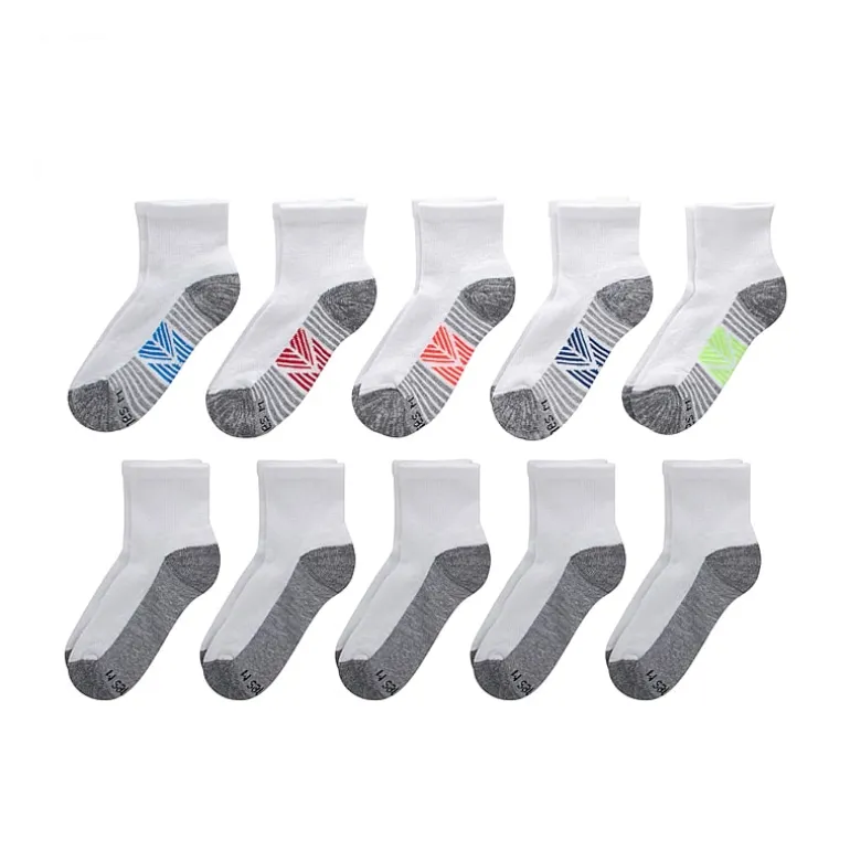 Hanes Little & Big Kid Boys Multi-Pack 10 Pair Quarter Ankle Socks