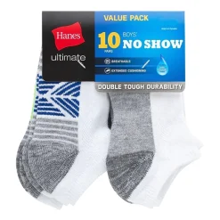 Hanes Little & Big Kid Boys Multi-Pack 10 Pair No Show Socks