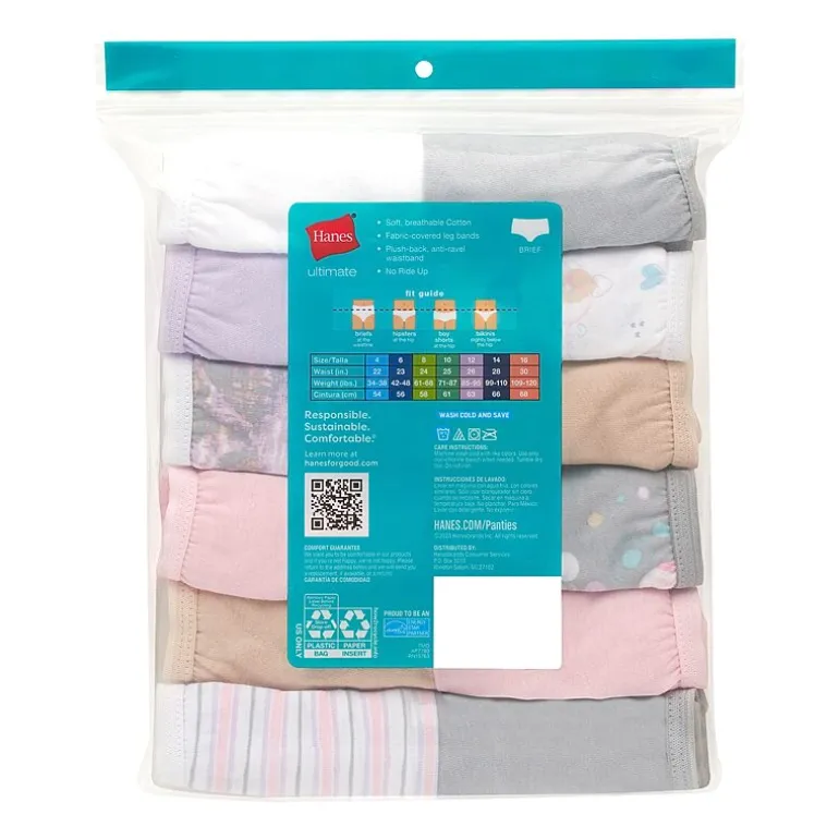 Hanes Little & Big Kid Girls 12 Pack Briefs Gubr12