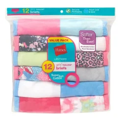 Hanes Little & Big Kid Girls 12 Pack Briefs Gubr12
