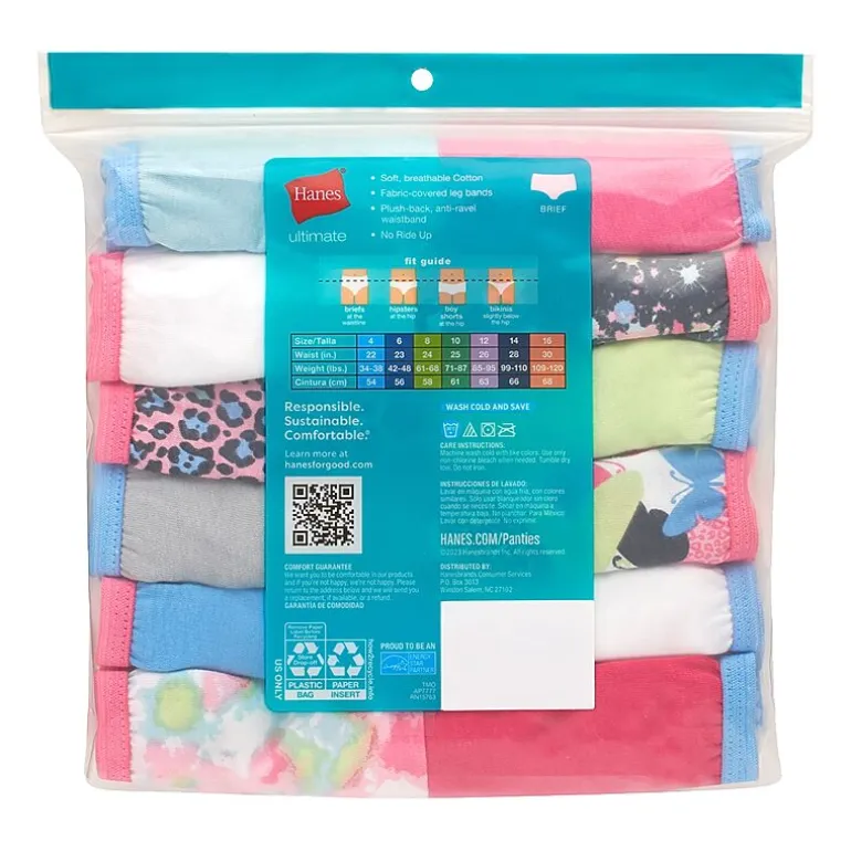 Hanes Little & Big Kid Girls 12 Pack Briefs Gubr12