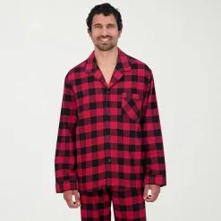Hanes Mens Flannel Round Neck Long Sleeve 2-pc. Big and Tall Pajama Set
