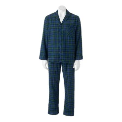 Hanes Mens Flannel Round Neck Long Sleeve 2-pc. Big and Tall Pajama Set