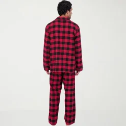 Hanes Mens Flannel Round Neck Long Sleeve 2-pc. Big and Tall Pajama Set