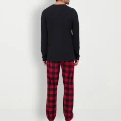 Hanes Mens Fleece Crew Neck Long Sleeve 2-pc. Big Pajama Set
