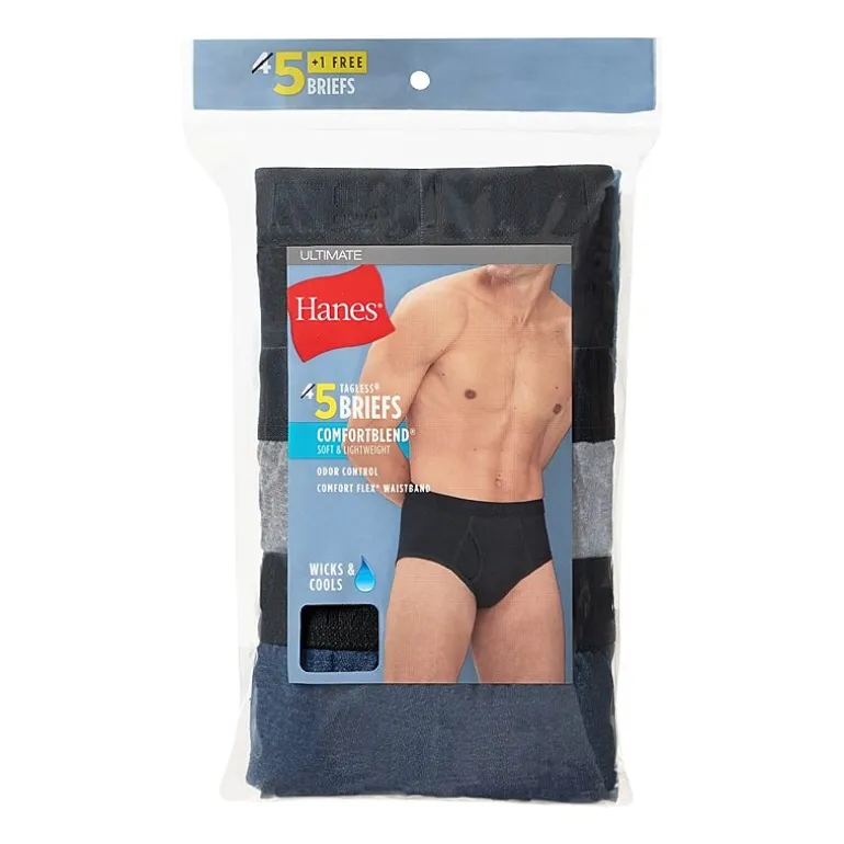 Hanes Mens 5 Pack Briefs Bonus Pack Ubbfz5