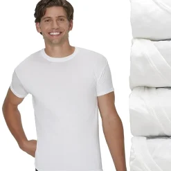 Hanes Mens 4 Pack Short Sleeve Crew Neck Moisture Wicking T-Shirt Bonus Pack