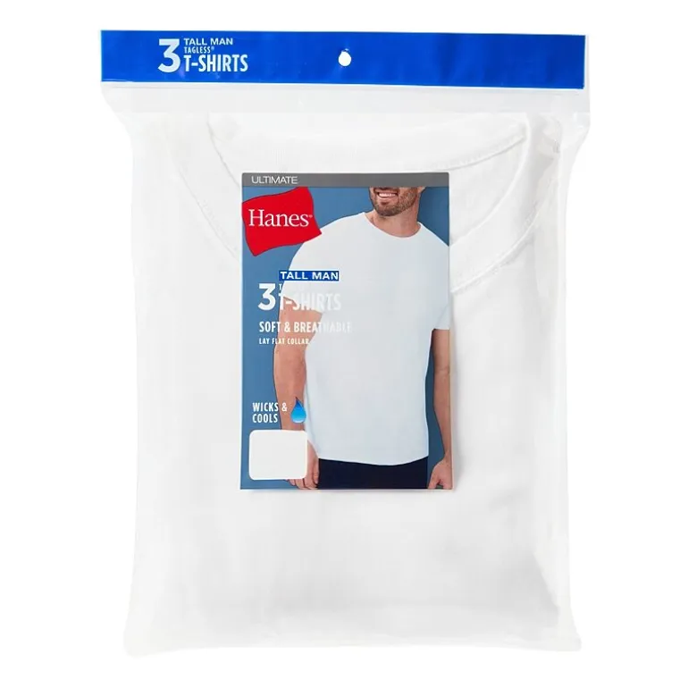 Hanes Mens 3 Pack Short Sleeve Crew Neck MOISTURE_WICKING T-Shirt Big and Tall