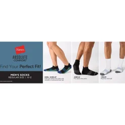 Hanes® Men's Ultimate Absolute Comfort, 3 Pairs Moisture-Wicking Ankle Socks
