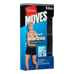 Hanes® Men's Ultimate 3-Pack Moves X-TEMP® Cotton Stretch Boxer Brief Underwear with Total Support Pouch™ Um6ba3