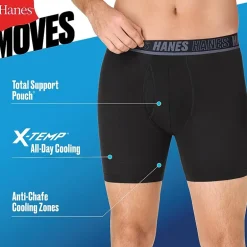 Hanes® Men's Ultimate 3-Pack Moves X-TEMP® Cotton Stretch Boxer Brief Underwear with Total Support Pouch™ Um6ba3