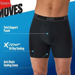 Hanes® Men's Ultimate 3-Pack Moves X-TEMP® Performance Regular Leg Boxer Briefs Underwear with Total Support Pouch™ Umsbh3