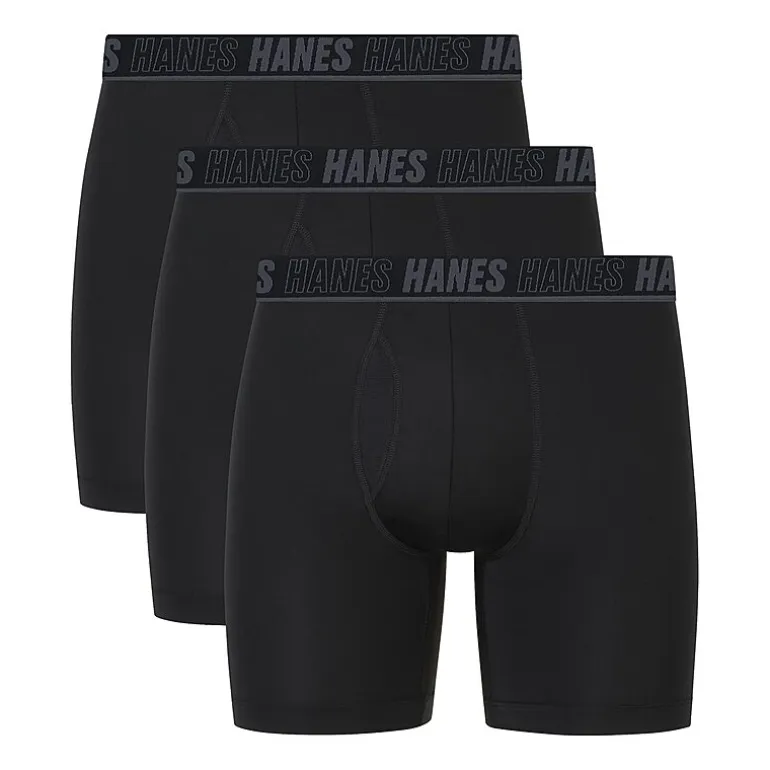 Hanes® Men's Ultimate 3-Pack Moves X-TEMP® Performance Regular Leg Boxer Briefs Underwear with Total Support Pouch™ Umsbh3