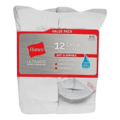 Hanes® Men's Ultimate Soft & Durable12-Pack Crew Socks