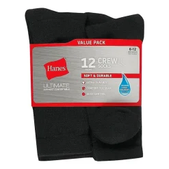 Hanes® Men's Ultimate Soft & Durable12-Pack Crew Socks