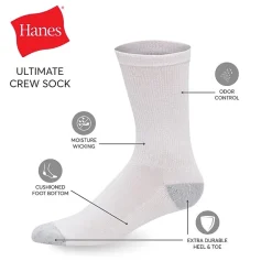 Hanes® Men's Ultimate Soft & Durable12-Pack Crew Socks