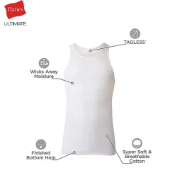 Hanes Mens U Neck Sleeveless 7 Pack Tank Bonus Pack