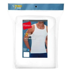 Hanes Mens U Neck Sleeveless 7 Pack Tank Bonus Pack