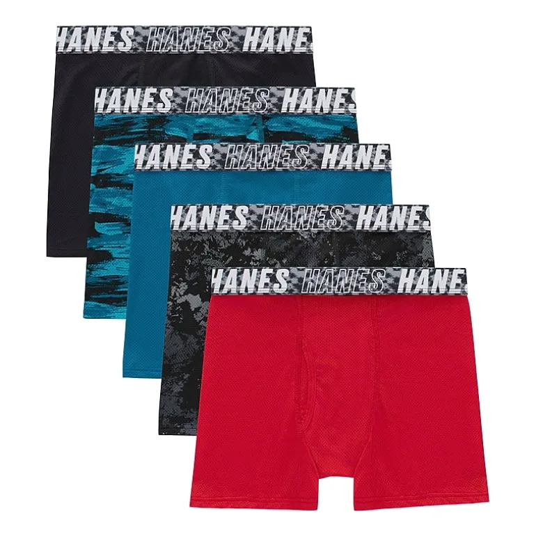 Hanes Moves Little & Big Kid Boys 5 Pack Boxer Briefs Bux88f
