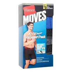 Hanes Moves Xtemp Performance Total Support Pouch Bonus Pack Mens 5 Pack Support Pouch Long Leg Boxer Briefs Umsld5
