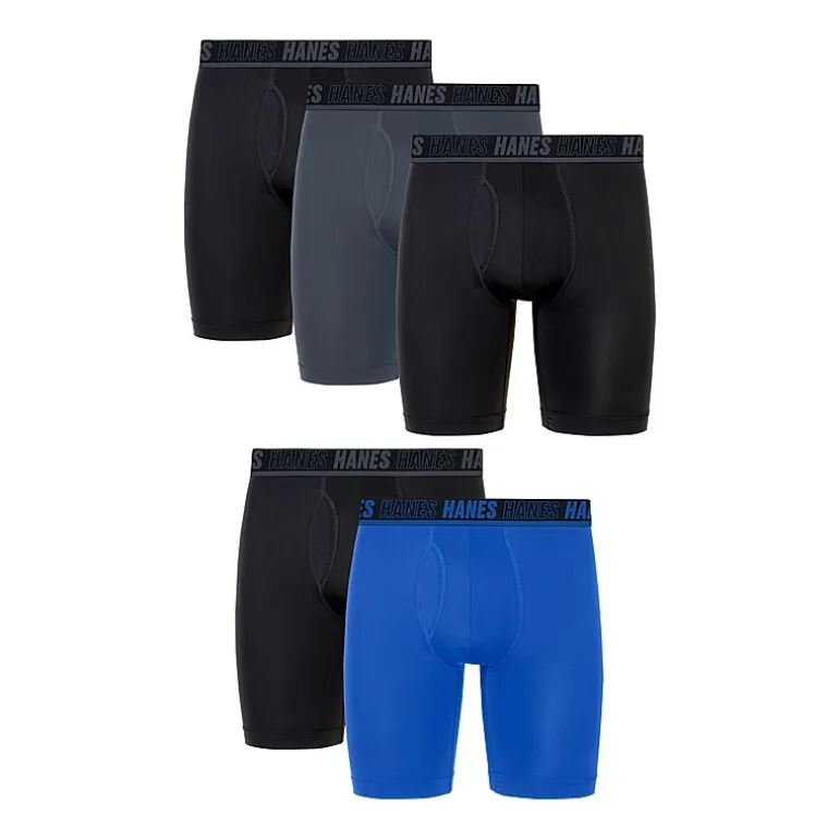 Hanes Moves Xtemp Performance Total Support Pouch Bonus Pack Mens 5 Pack Support Pouch Long Leg Boxer Briefs Umsld5