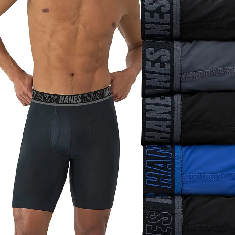 Hanes Moves Xtemp Performance Total Support Pouch Bonus Pack Mens 5 Pack Support Pouch Long Leg Boxer Briefs Umsld5