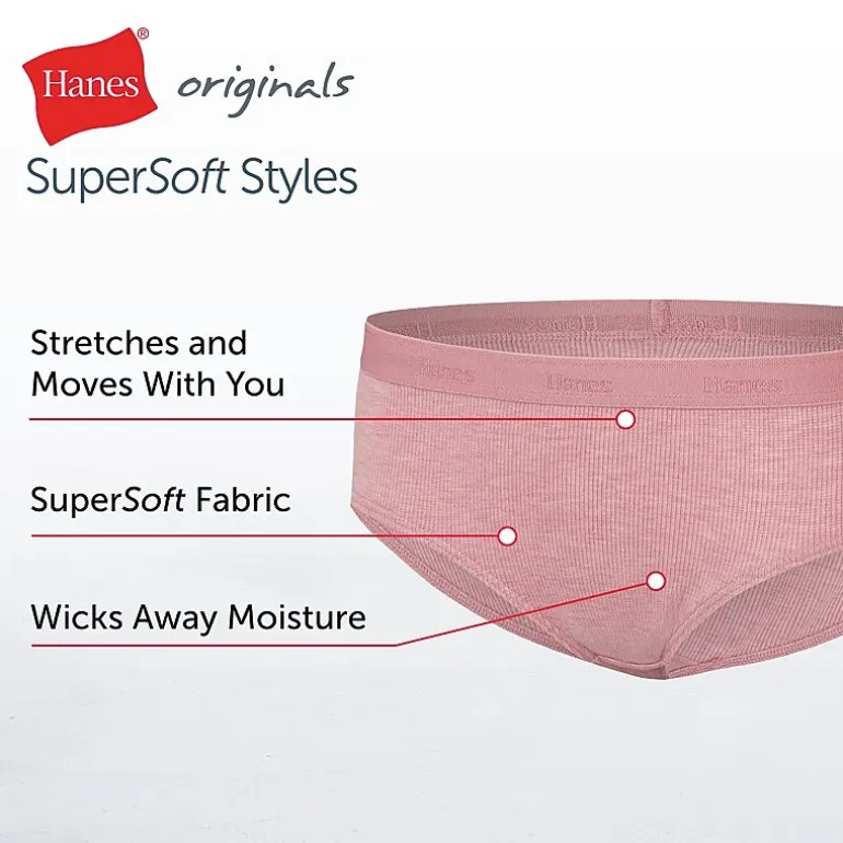 Hanes Originals Ultimate Little & Big Girls 6 Pack SuperSoft Hipster Panty