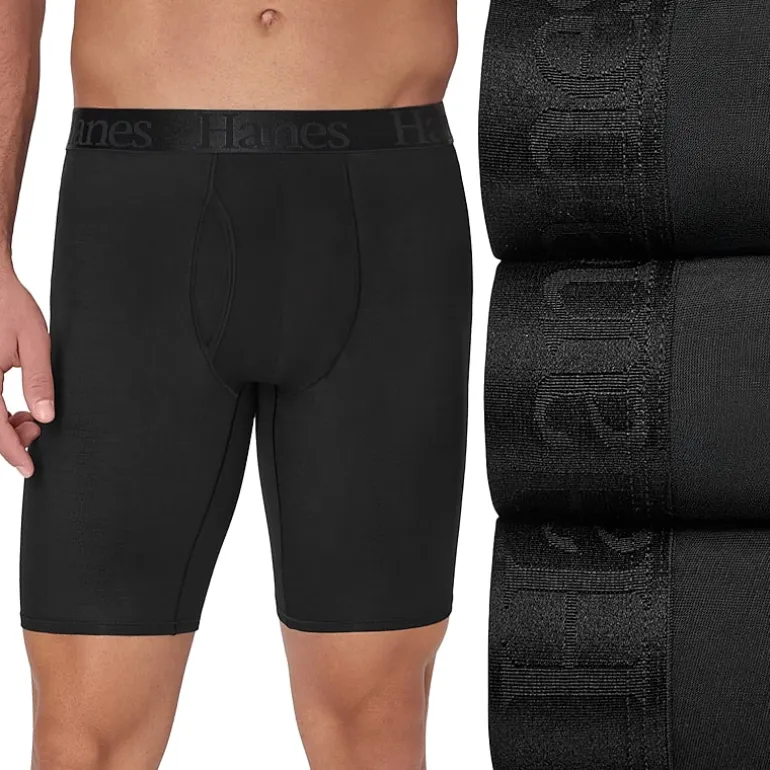 Hanes Originals Ultimate Supersoft Mens 3 Pack Long Leg Boxer Briefs Uo2ll3