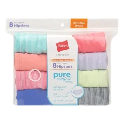 Hanes Pure Comfort Microfiber Little & Big Kid Girls 8 Pack Hipster Panty Gupsyh